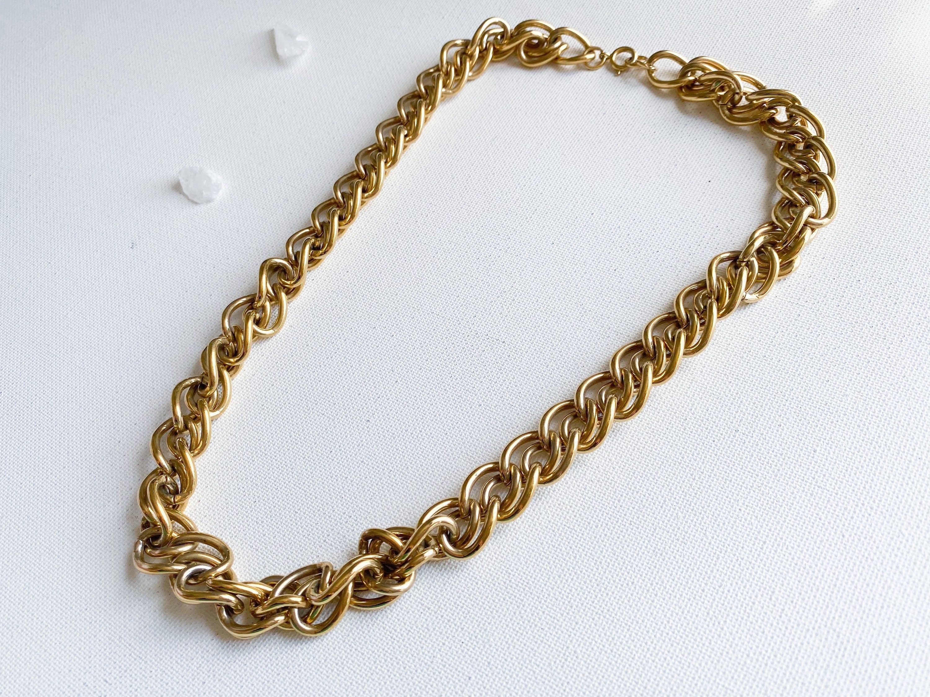 Gretchen Necklace - Vintage Gold-Tone Gold Link Costume Chain Necklace