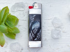 Hawaii Lighter Cover - Vintage Hawaii Souvenir Motif Etched Black Stone and Nickel Silver Lighter Cover/Lighter Case/Lighter Sleeve/Holder