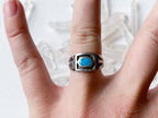 Evil Eye Ring - Vintage 925 Stamped Engraved Sterling Silver and Genuine Turquoise Ring Size 5.5