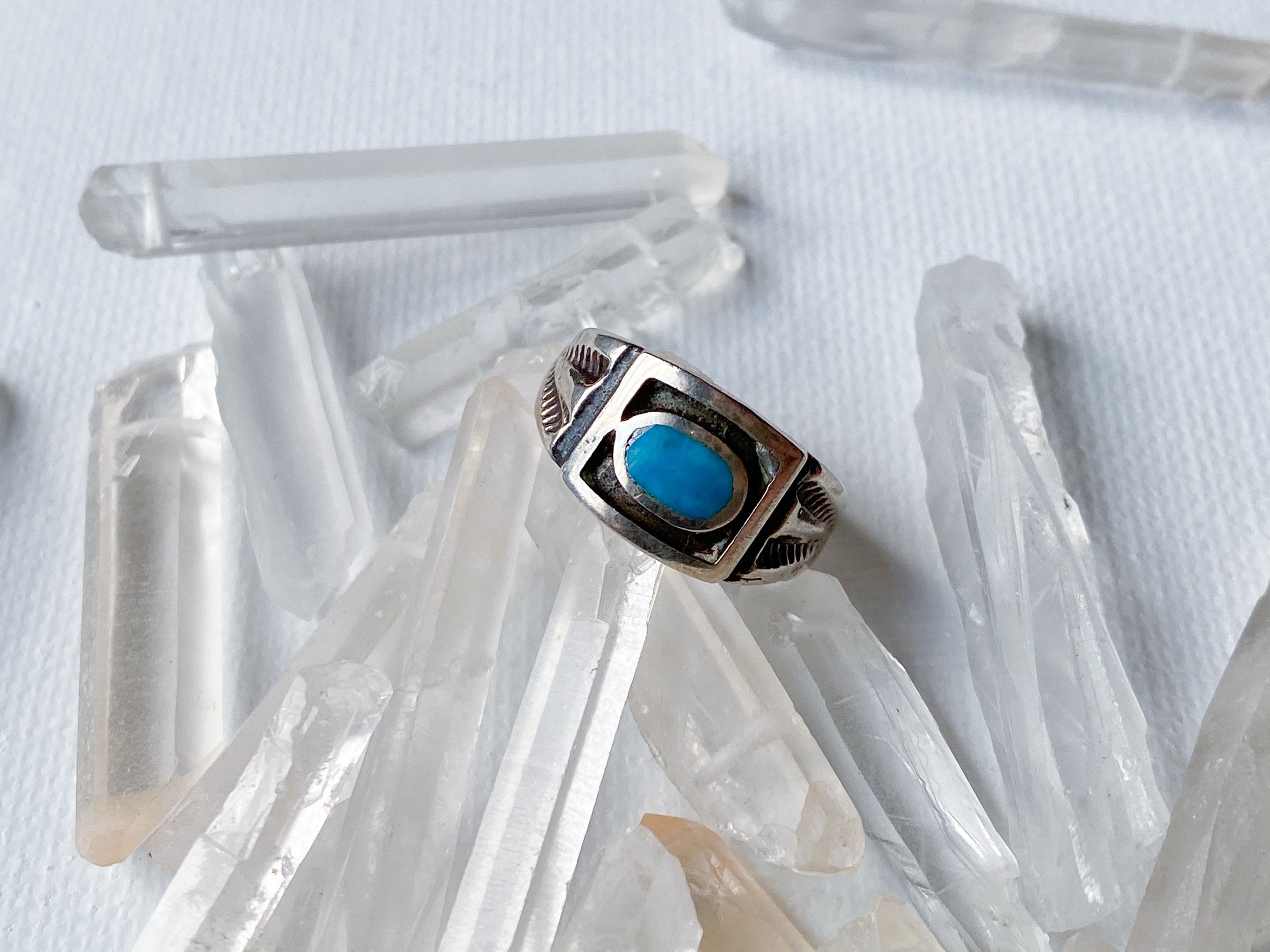 Evil Eye Ring - Vintage 925 Stamped Engraved Sterling Silver and Genuine Turquoise Ring Size 5.5
