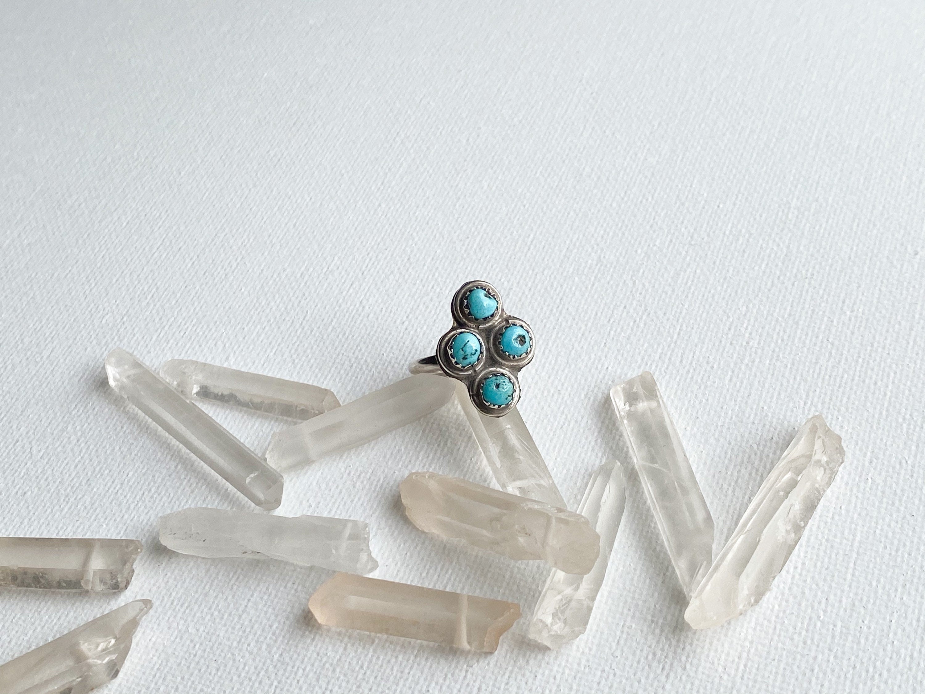 Meridian Ring - Vintage Sterling Silver and Turquoise Ring Size 6