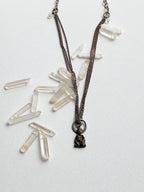 Deity Necklace - Silver-Tone Curated Necklace with Diety Charm, Moonstone Beads & Reclaimed Chain