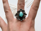 Pocatello Ring - Vintage Sterling Silver and Turquoise Enamel Ring Size 10
