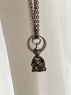 Deity Necklace - Silver-Tone Curated Necklace with Diety Charm, Moonstone Beads & Reclaimed Chain