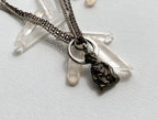 Deity Necklace - Silver-Tone Curated Necklace with Diety Charm, Moonstone Beads & Reclaimed Chain
