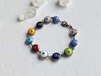 Eye on You Bracelet - Vintage Sterling Silver Rainbow Multicolored Glass Evil Eye Bracelet