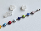 Eye on You Bracelet - Vintage Sterling Silver Rainbow Multicolored Glass Evil Eye Bracelet