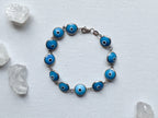 Eye on You Bracelet - Vintage Sterling Silver Light Blue Glass Evil Eye Bracelet