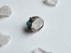 Etna Ring - Vintage Unstamped Sterling Silver and Genuine Turquoise Ring Size 7 1/4