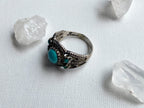 Etna Ring - Vintage Unstamped Sterling Silver and Genuine Turquoise Ring Size 7 1/4