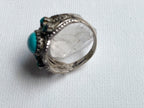 Etna Ring - Vintage Unstamped Sterling Silver and Genuine Turquoise Ring Size 7 1/4