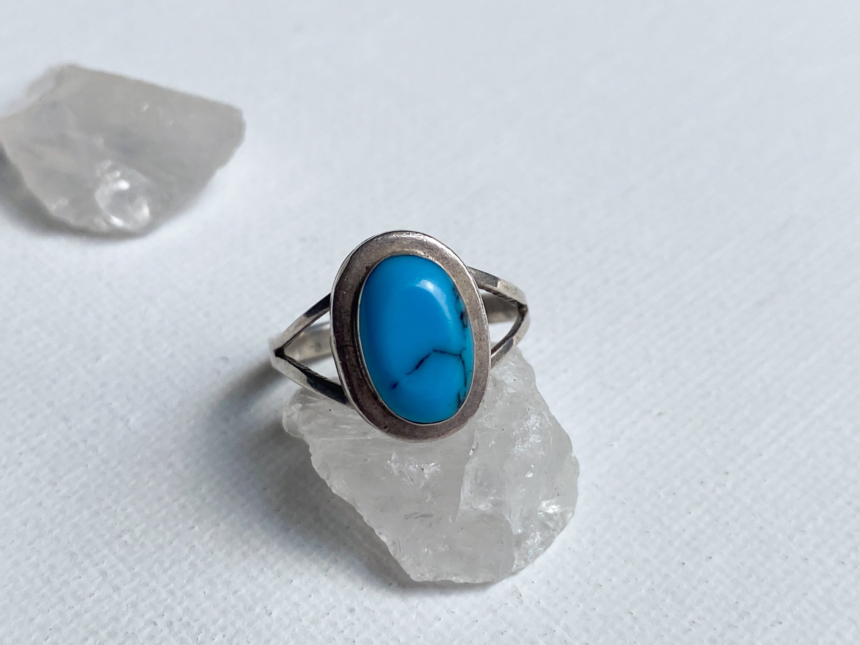 Arcata Ring - Vintage 925 Mexico Stamped Sterling Silver and Genuine Turquoise Ring Size 7 1/4