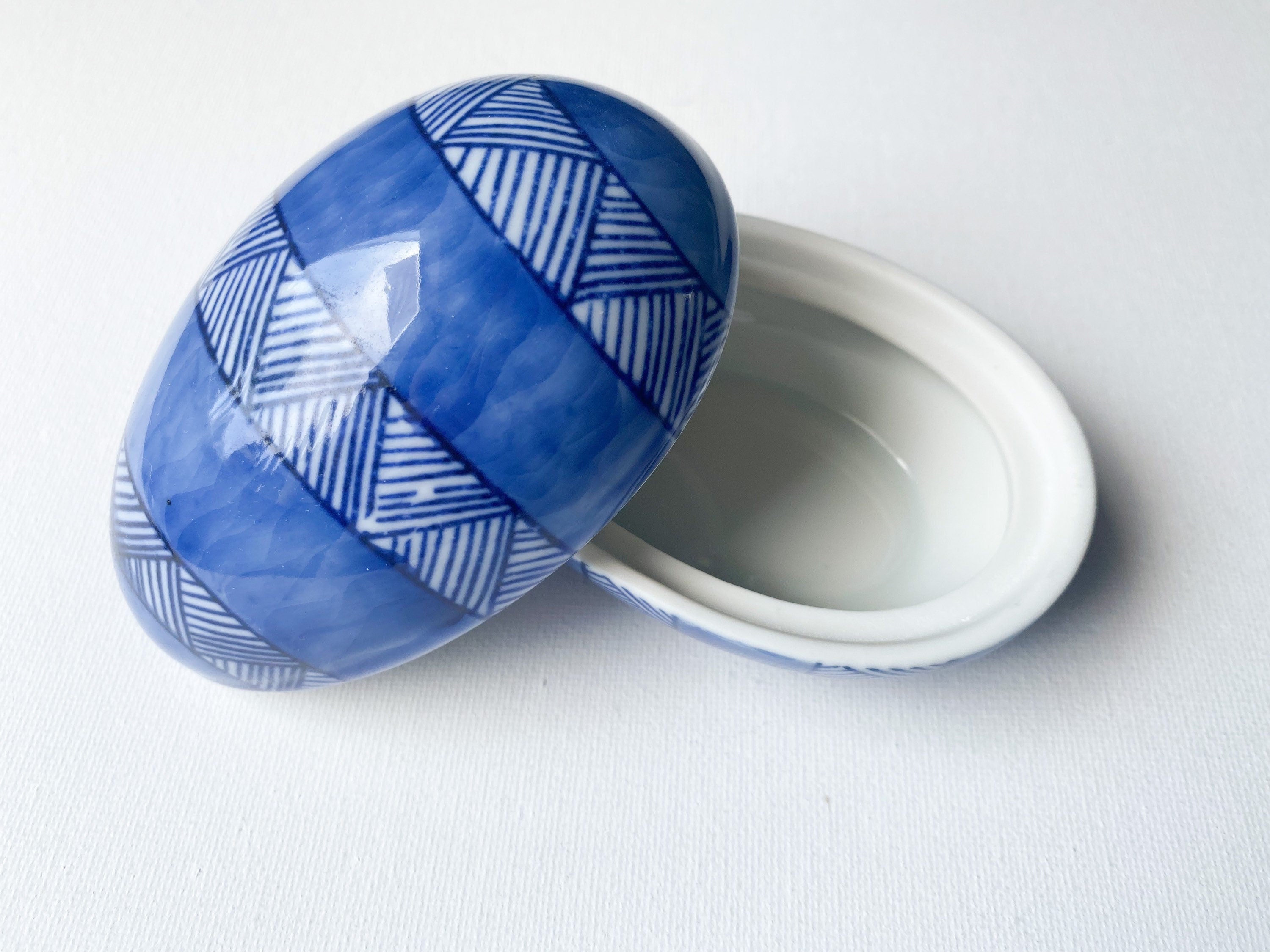 Amaya Egg Trinket Box - Vintage Blue & White Porcelain Egg Keepsake Box/Treasure Box/Pill Box /Easter Decoration/Easter Décor/Holiday Decor