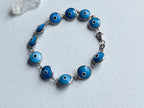 Eye on You Bracelet - Vintage Sterling Silver Light Blue Glass Evil Eye Bracelet