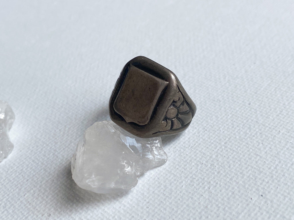 Sunrise/Sunset Ring - Vintage Modernist Engravable 925 Sterling Silver Signet Ring Size 5