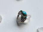Etna Ring - Vintage Unstamped Sterling Silver and Genuine Turquoise Ring Size 7 1/4