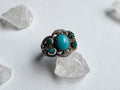 Etna Ring - Vintage Unstamped Sterling Silver and Genuine Turquoise Ring Size 7 1/4