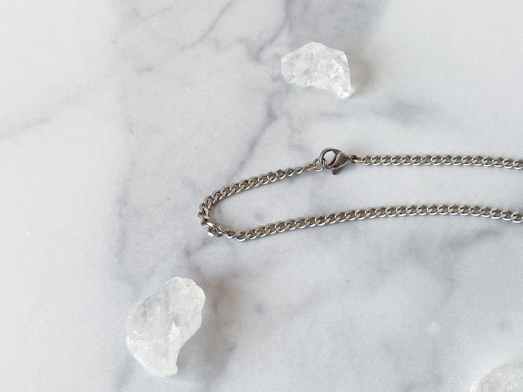 Anastasiya Knife Necklace - Vintage Silver-Tone Mother of Pearl Penknife, Freshwater Pearl, Silver Alloy Bell & Reclaimed Chain Necklace