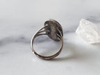 Azalea Ring - Vintage Sterling Silver and Neutral Shimmering White Oval Stone Ring Size 9