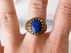 Herat Ring - Vintage Gold-Tone Oval Blue Raw Lapis Lazuli Stone Ring from Afghanistan /Unique Ring/Beautiful Ring/Men's Ring /Women's Ring