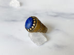 Herat Ring - Vintage Gold-Tone Oval Blue Raw Lapis Lazuli Stone Ring from Afghanistan /Unique Ring/Beautiful Ring/Men's Ring /Women's Ring