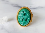 Fawn & Flowers Ring - Vintage Gold-Tone Adjustable Poison Ring by Avon / Secret Compartment Ring /Poison Ring/Secret Ring/Hidden Compartment