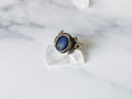Tirin Ring - Vintage Silver-Tone Oval Blue Glass Stone Ring from Afghanistan /Unique Ring/Beautiful Ring/Men's Ring /Women's Ring