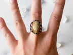 Antler Ring - Vintage Sterling Silver Neutral Stone Cabochon Ring Size 6