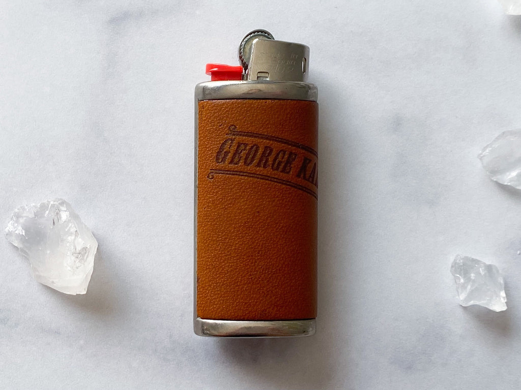 George Lighter Cover - George Kalias and Sons Leather-Wrapped Mini Lighter Sleeve/Lighter Cover/Lighter Sleeve/Lighter Case/Lighter Holder