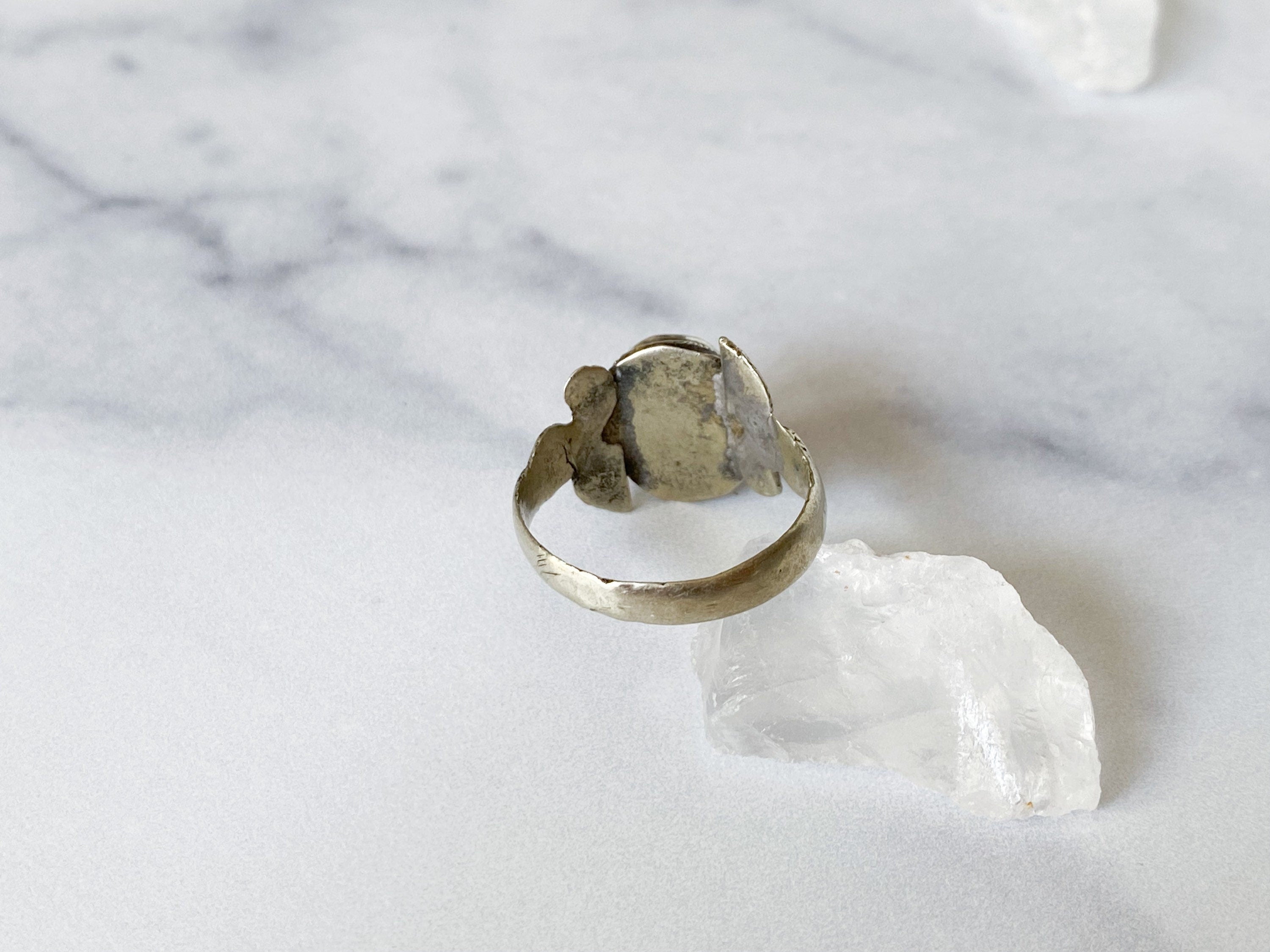 Tirin Ring - Vintage Silver-Tone Oval Blue Glass Stone Ring from Afghanistan /Unique Ring/Beautiful Ring/Men's Ring /Women's Ring