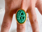 Fawn & Flowers Ring - Vintage Gold-Tone Adjustable Poison Ring by Avon / Secret Compartment Ring /Poison Ring/Secret Ring/Hidden Compartment