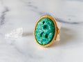 Fawn & Flowers Ring - Vintage Gold-Tone Adjustable Poison Ring by Avon / Secret Compartment Ring /Poison Ring/Secret Ring/Hidden Compartment