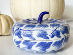 Pumpkin Trinket Box - Vintage Blue and White Porcelain Pumpkin Keepsake Box/Treasure Box/Halloween Decoration/Halloween Decor/Holiday Decor