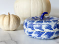 Pumpkin Trinket Box - Vintage Blue and White Porcelain Pumpkin Keepsake Box/Treasure Box/Halloween Decoration/Halloween Decor/Holiday Decor
