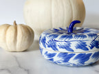 Pumpkin Trinket Box - Vintage Blue and White Porcelain Pumpkin Keepsake Box/Treasure Box/Halloween Decoration/Halloween Decor/Holiday Decor