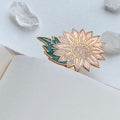Daisy Bookmark - Vintage Cloisonné Champagne and Pink Daisy Gold-Tone Flower Bookmark/Book Mark