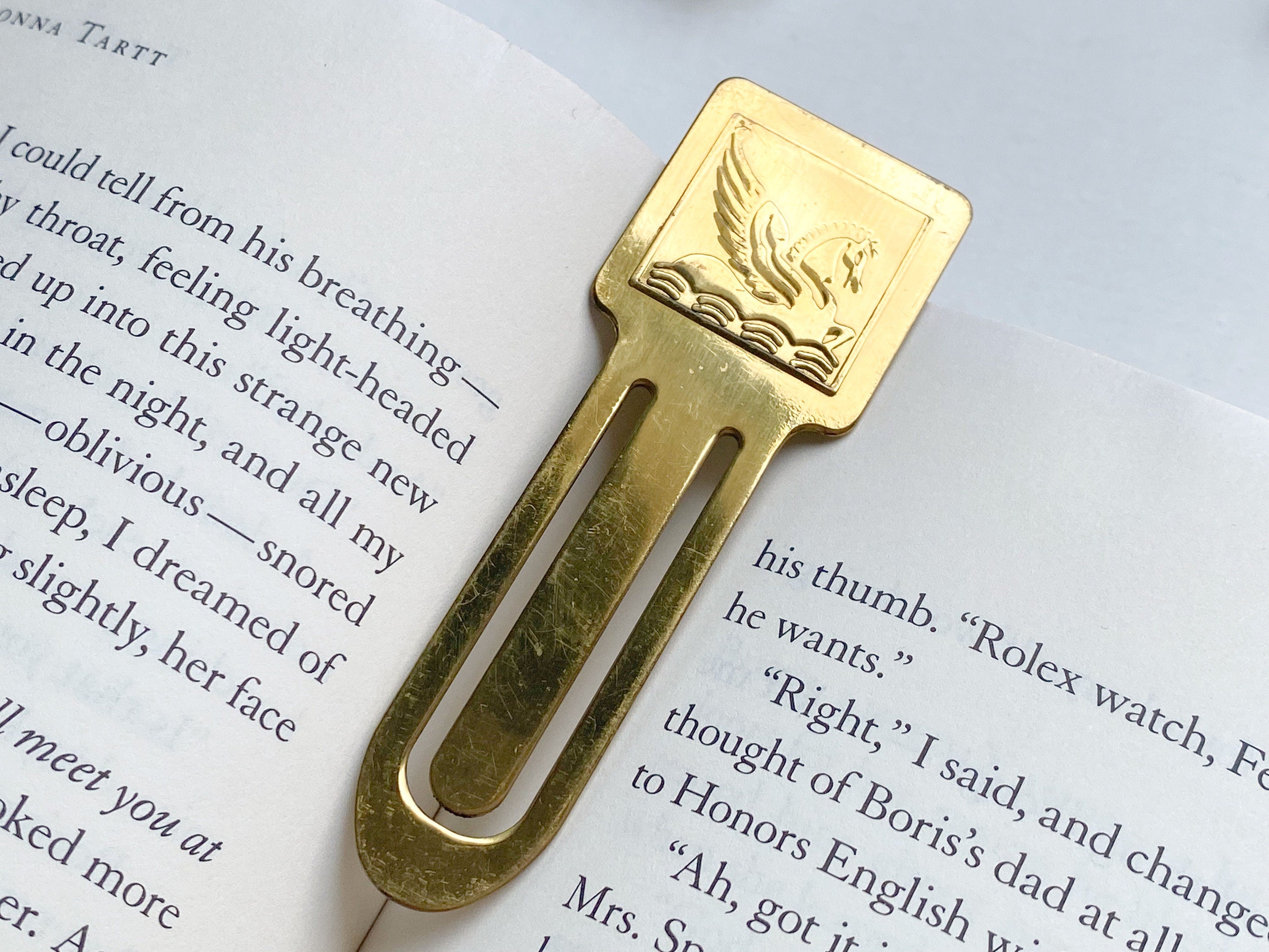 Square Pegasus Bookmark - Vintage Square Metal Pegasus Bookmark/Book Mark