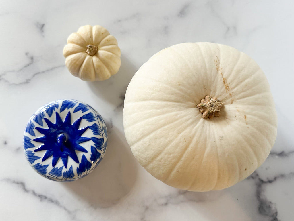 Pumpkin Trinket Box - Vintage Blue and White Porcelain Pumpkin Keepsake Box/Treasure Box/Halloween Decoration/Halloween Decor/Holiday Decor