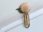 Daisy Bookmark - Vintage Cloisonné Champagne and Pink Daisy Gold-Tone Flower Bookmark/Book Mark