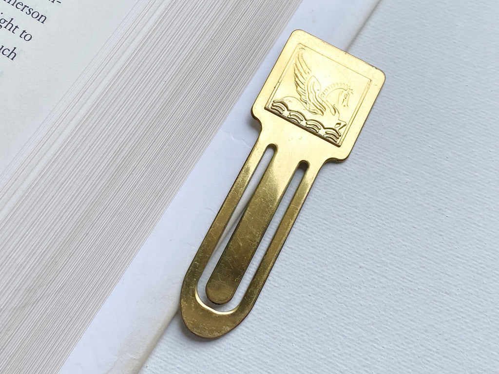 Square Pegasus Bookmark - Vintage Square Metal Pegasus Bookmark/Book Mark