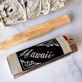 Hawaii Lighter Cover - Vintage Hawaii Souvenir Motif Etched Black Stone and Nickel Silver Lighter Cover/Lighter Case/Lighter Sleeve/Holder