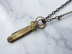 All Seeing Knife Necklace - Vintage Brass-Tone Folding Knife, Vintage Charms & Reclaimed Chain Statement Necklace