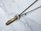All Seeing Knife Necklace - Vintage Brass-Tone Folding Knife, Vintage Charms & Reclaimed Chain Statement Necklace