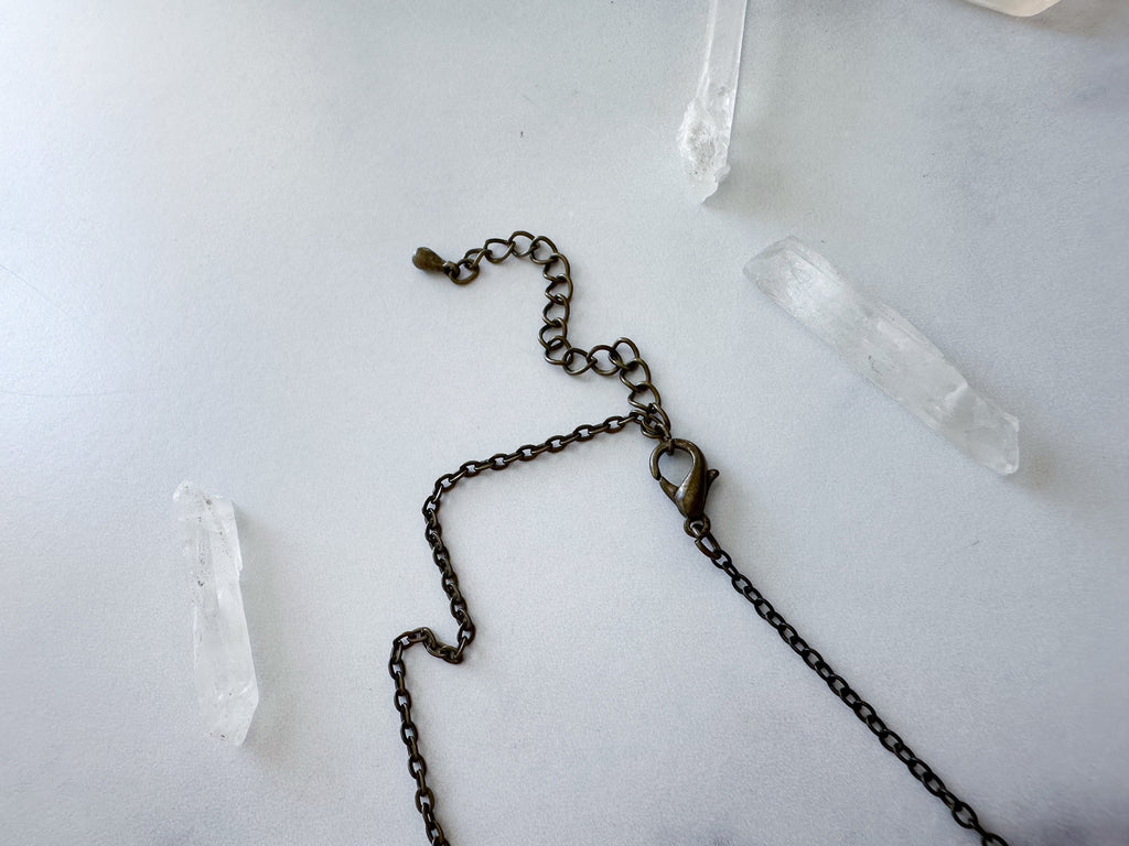 All Seeing Knife Necklace - Vintage Brass-Tone Folding Knife, Vintage Charms & Reclaimed Chain Statement Necklace