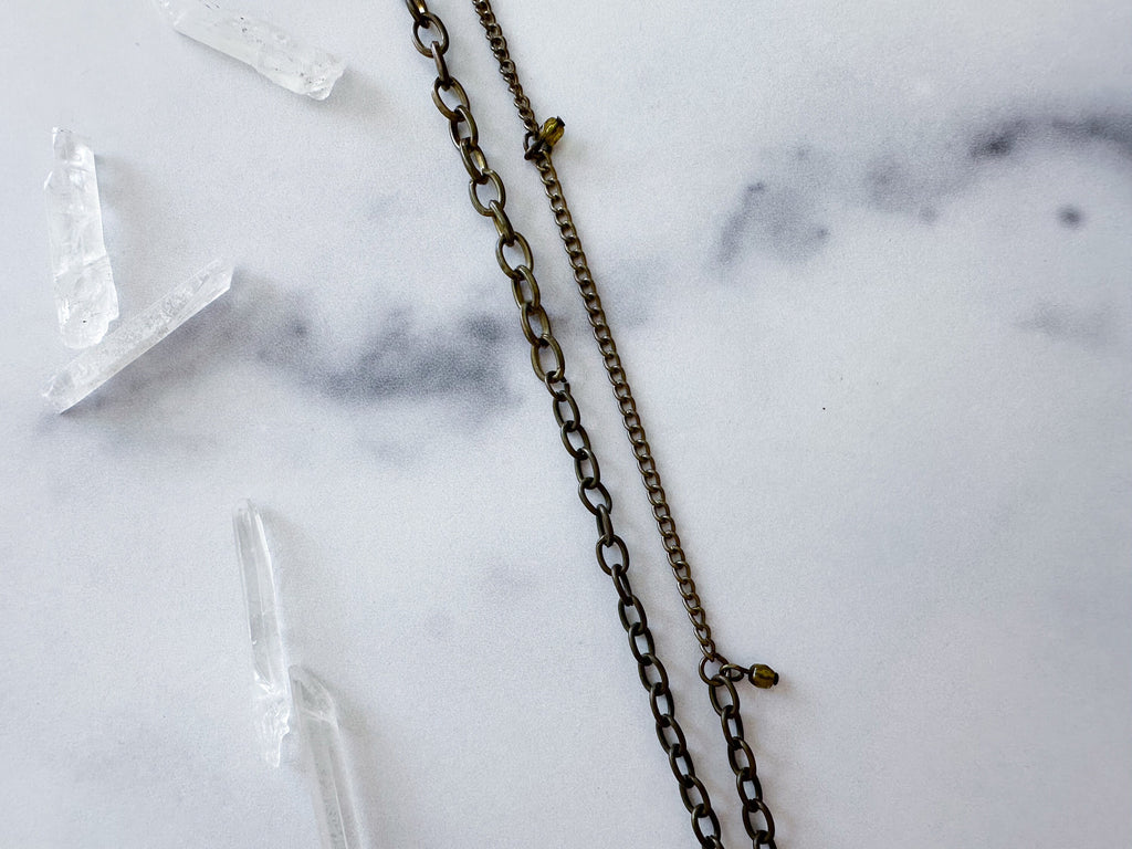 All Seeing Knife Necklace - Vintage Brass-Tone Folding Knife, Vintage Charms & Reclaimed Chain Statement Necklace