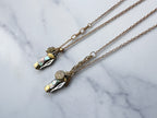 Luck Knife Necklace - Gold-Tone Shell Mother of Pearl Folding Knife, Vintage Gold-Tone Charms & Patchwork Reclaimed Chain Statement Necklace