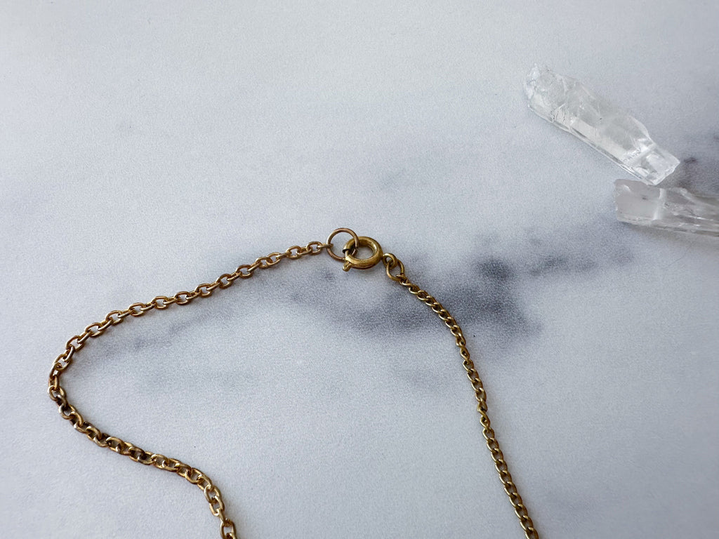 Duo Knife Necklace - Gold-Tone Mother of Pearl Folding Knife, Vintage Gold-Tone Spike Charm & Patchwork Reclaimed Chain Statement Necklace