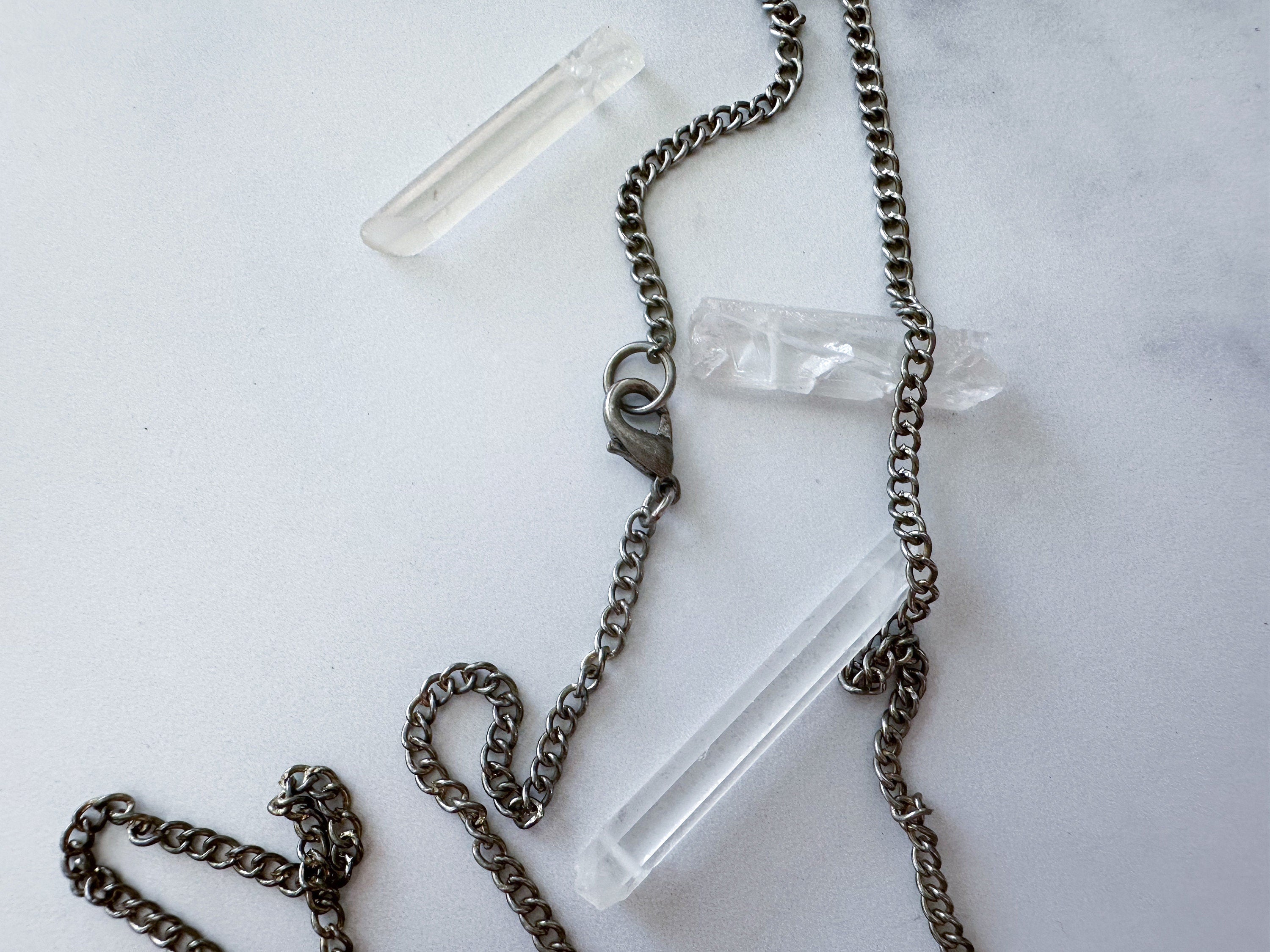 Zeus Knife Necklace - Vintage Mother of Pearl Penknife, Silver-Tone Lightning Bolt Charm & Reclaimed Patchwork Chain Statement Necklace