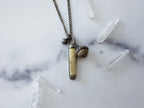 Fez Knife Necklace - Vintage Mother of Pearl Penknife, Silver-Tone Bead Charm, Kuchi Bell & Patchwork Reclaimed Chain Statement Necklace