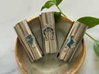 Horseshoe Lighter Cover - Vintage Horseshoe Design Crushed Blue Turquoise Chip & Nickel Silver Lighter Case/Cover/Lighter Sleeve/Holder